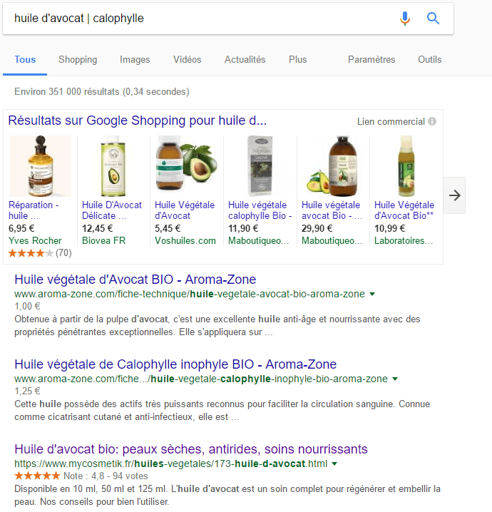 google choix des recherches