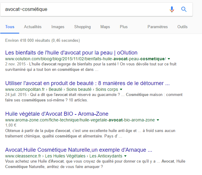google : cibler le domaine de recherche