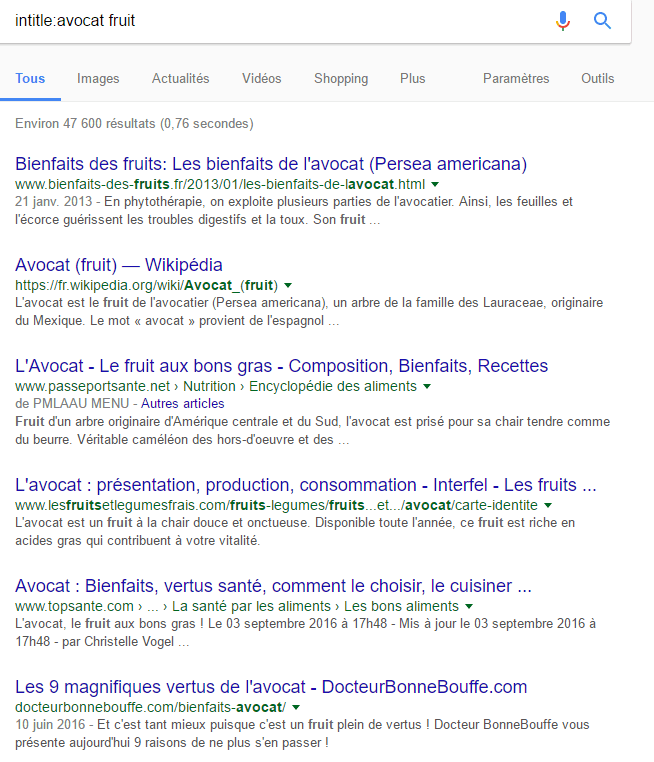 google : recherche intitle