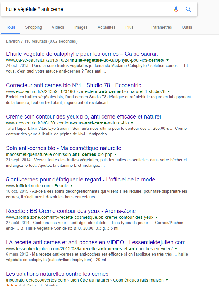 google : utilité de l'astérix